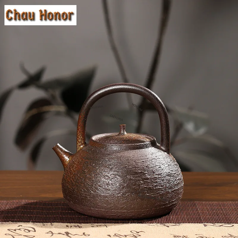 ZAEYORIA 500ml Chaozhou Firewood Refired Lifting Beam Pot Boiling Water Sand Kettle Household Tea Kettle For Tea Stove Teaware