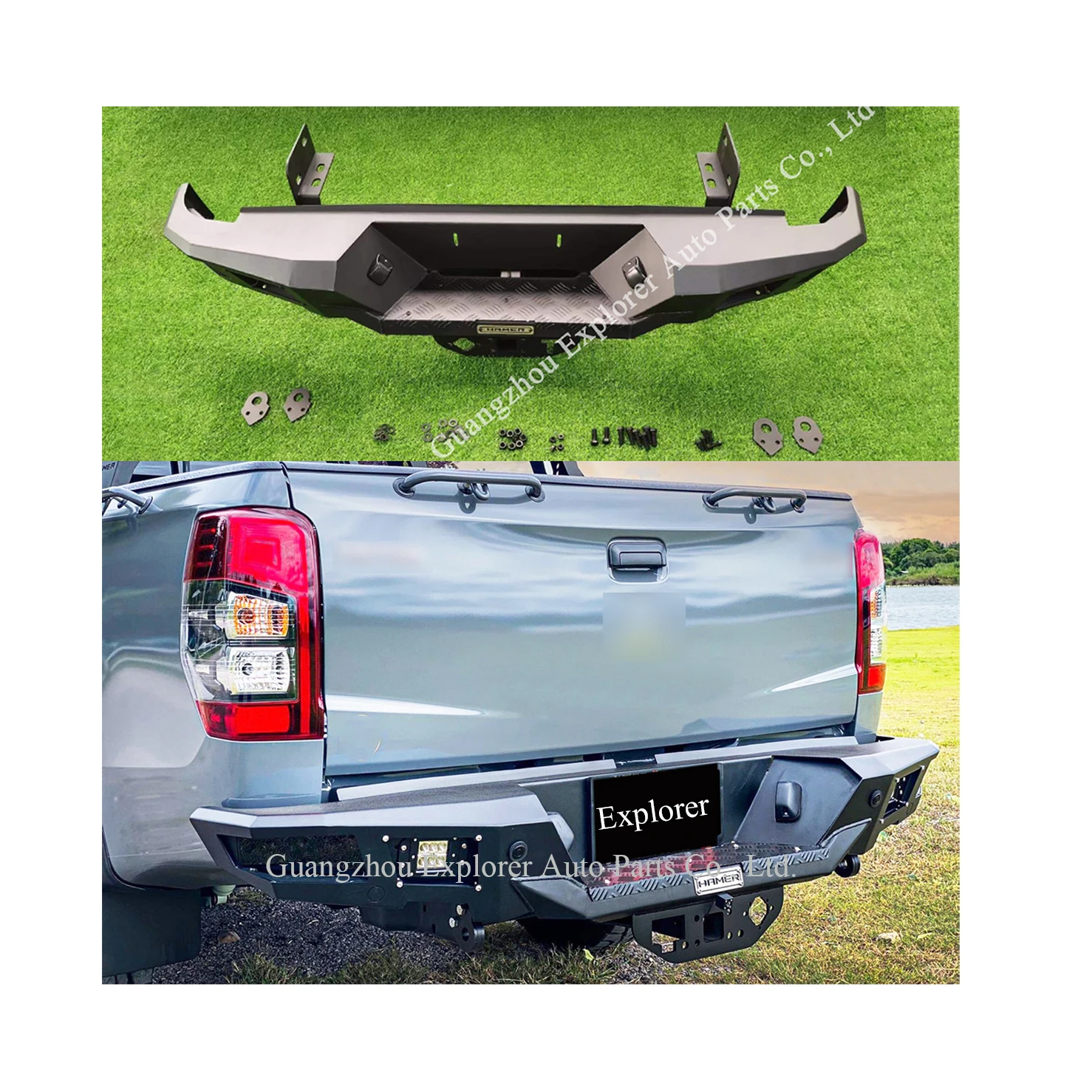 

Steel Rear Bumper for Triton 2015-2022 with Led Light Bracket Car Upgrade Accessories Rear Bumper Bar for Triton