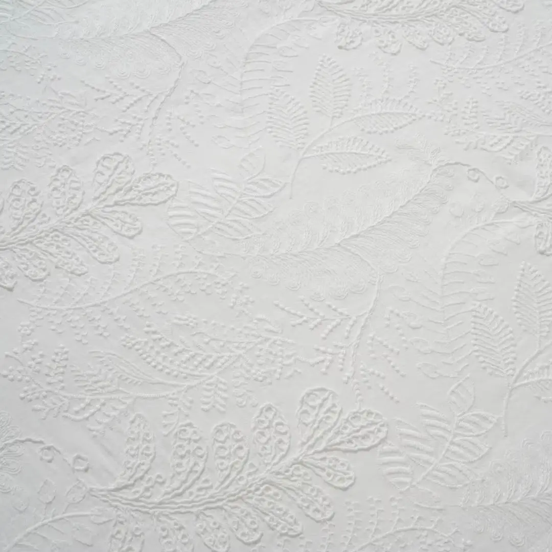 Unisex Oversized White Cotton Tee Back Leaf Embroidery Loose Drop Shoulder Vintage Casual Street Short Sleeve Tops