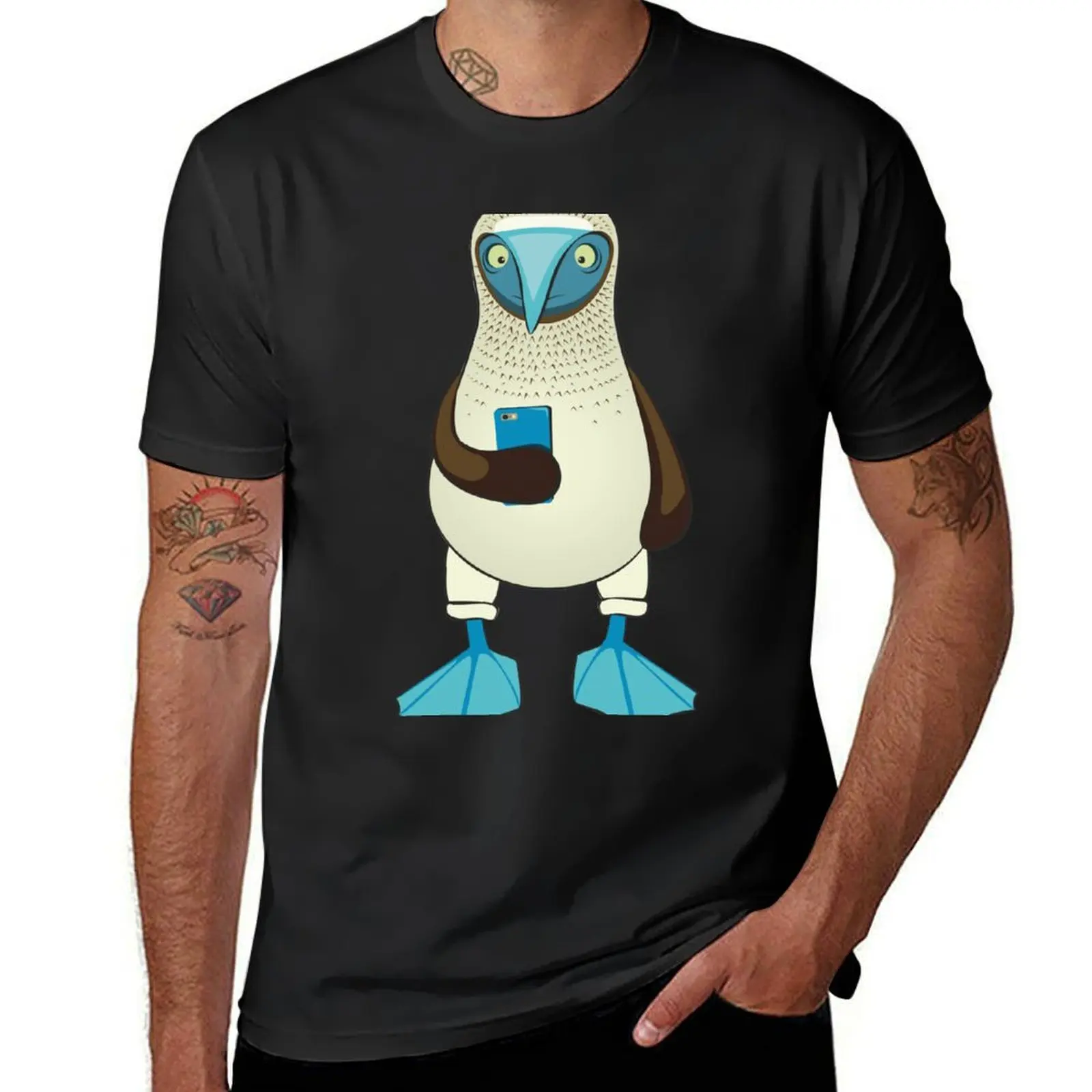 

Blue-footed Booby with Phone T-Shirt T-shirts man fashion shirts anime t shirts slim fit t shirts for men