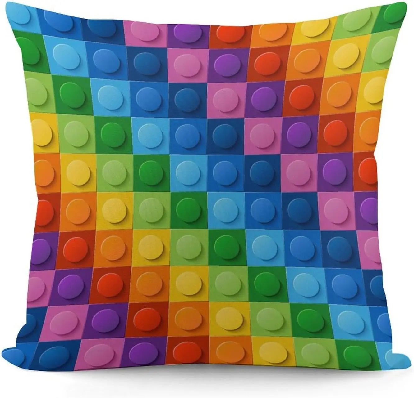 Kids Building Block Toy Throw Pillow Covers,18 x 18 Inch,Abstract Colorful Toy Brick Geometric Print Throw Pillow Covers for