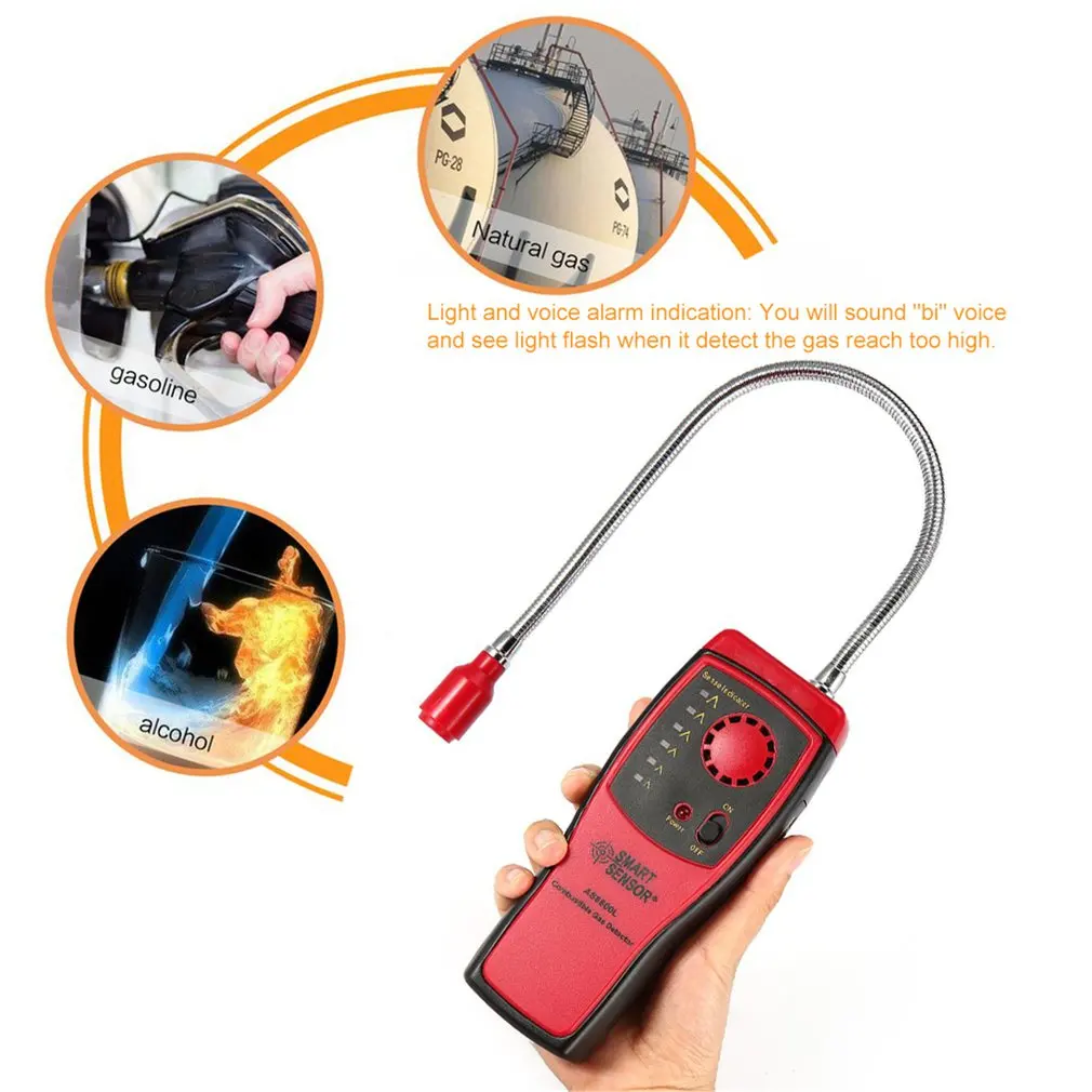 AS8800L SMART SENSOR Combustible  Gas Detector Natural Gas Leakage Tester Tool Methane Gas Leak Detector Analyzer Dropshipping