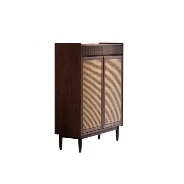 

Wooden rattan shoe cabinet household door integrated by Nordic solid wood entrance small apartment