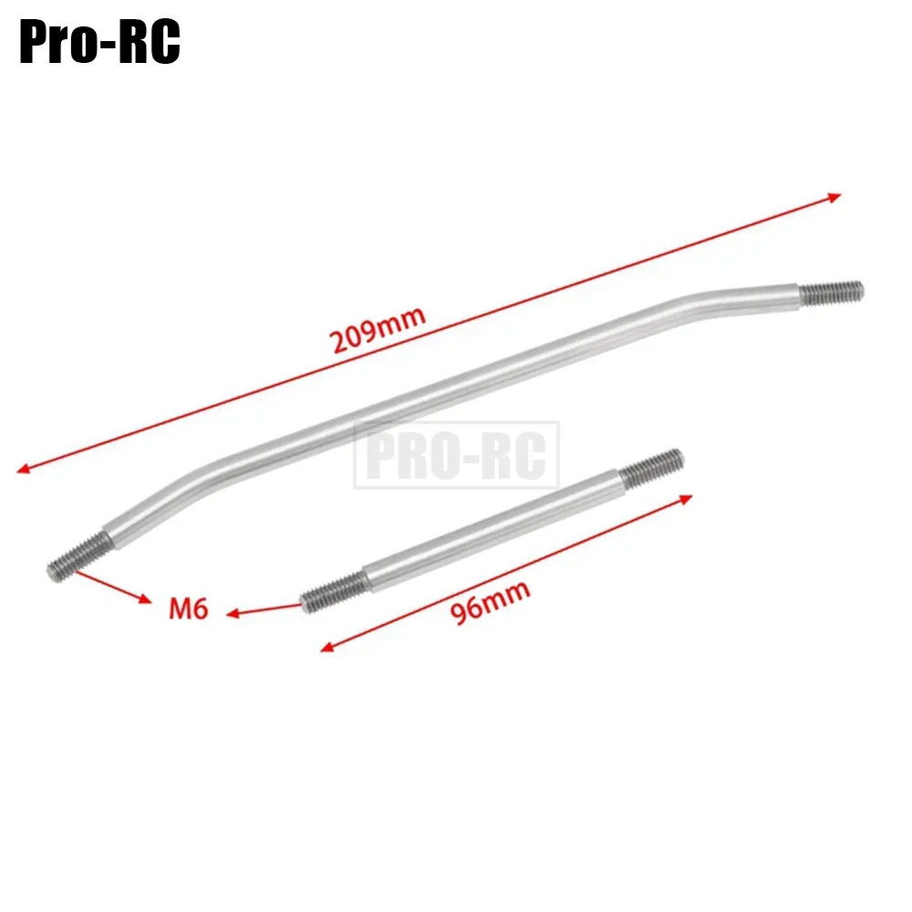 2pcs Stainless Steel Metal Prefixal Servo Steering Link Rod AXI254000 Set For 1/6 Axial SCX6 JEEP Wrangler RC Crawler Car Parts