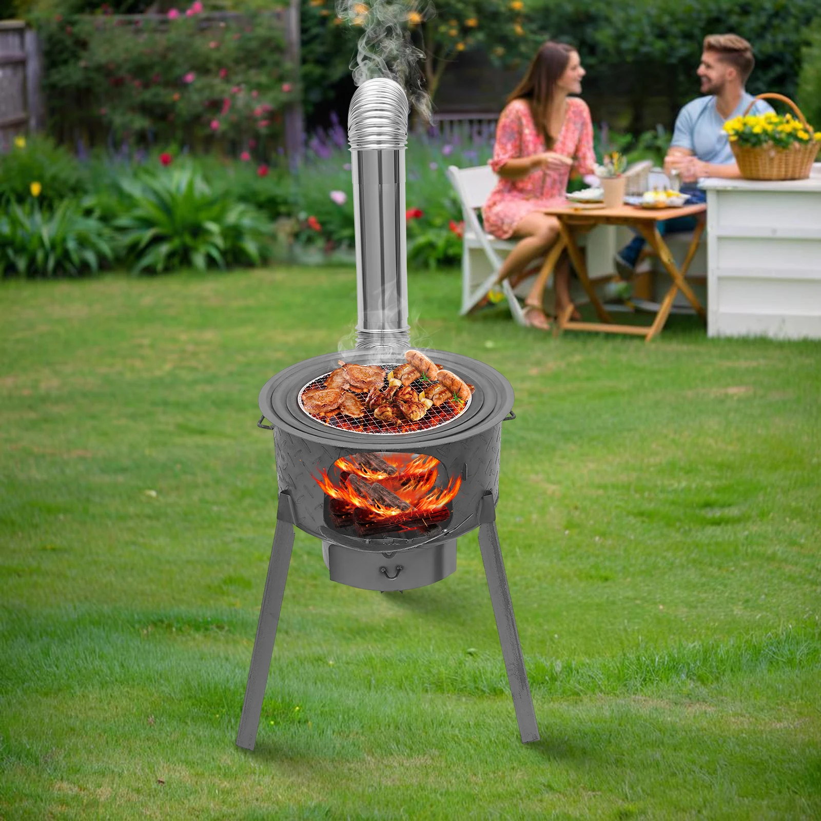 

Многофункциональная дровяная печь для дома и улицы, портативная походная печь 3-в-1 для обогрева, приготовления барбекю, жарки и фритюра