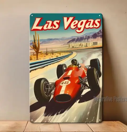 Las Vegas Race Retro Metal Poster - Collectable Tin Sign - Size: