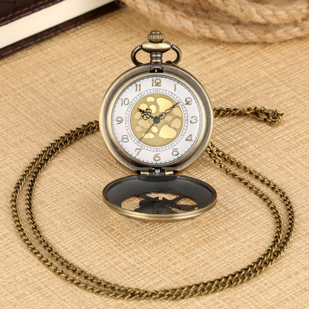 Bronze Clock with Accessories Fullmetal Famous Games Quartz Necklace Pendant Pocket Watch Chain Luxury Gifts for Men Women Kids