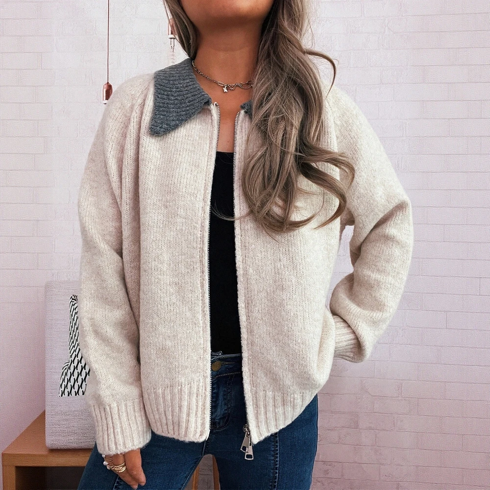 

Кардиган с длинным рукавом и круглым вырезом, осень-зима, свободный крой, женская рубашка с открытой рубашкой, модная повседневная верхняя одежда