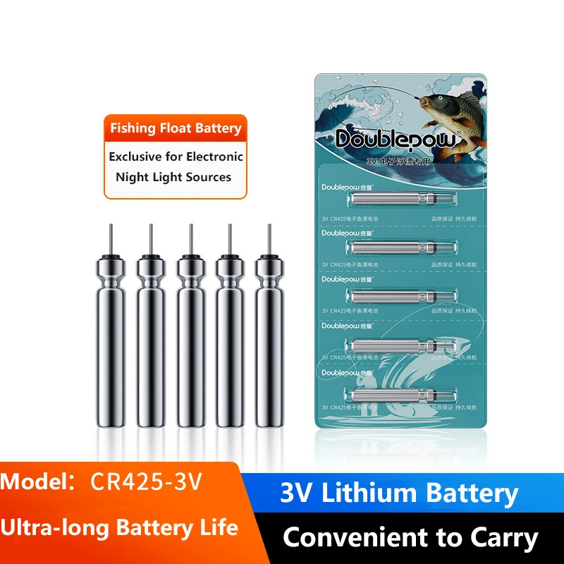 Fishing Float Battery CR425 3V Lithium Rechargeable Button Cell for LED Light Stick Night Fishing Buoy Tackle 5pcs