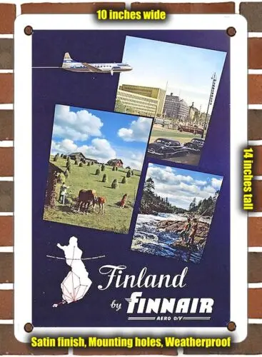 METAL SIGN - 1955 Finland by Finnair Aero Oy - 10x14 Inches 2