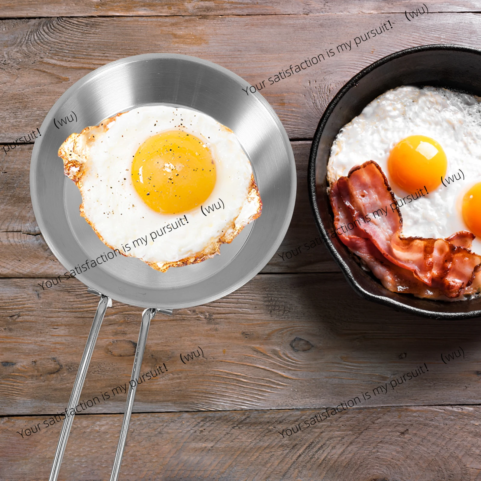 Folding Handle Egg Pan 12cm Nonstick Stainless Steel Portable Camping Mini Egg Pan Small Frying Breakfast Cookware