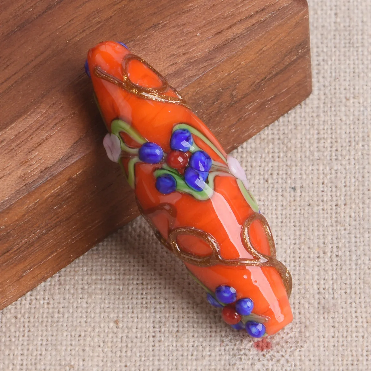 1 pz 43x14mm ovale a forma di Rugby fatto a mano in vetro Lampwork allentato artigianato perline per gioielli che fanno risultati fai da te