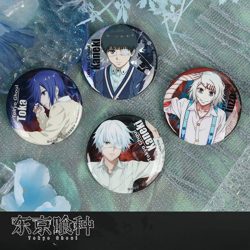 

58mm New Hot Anime Tokyo Ghoul Ken Kaneki JUZO SUZUYA REI Touka Kirishima Cosplay Badge Fashion Birthday Gifts