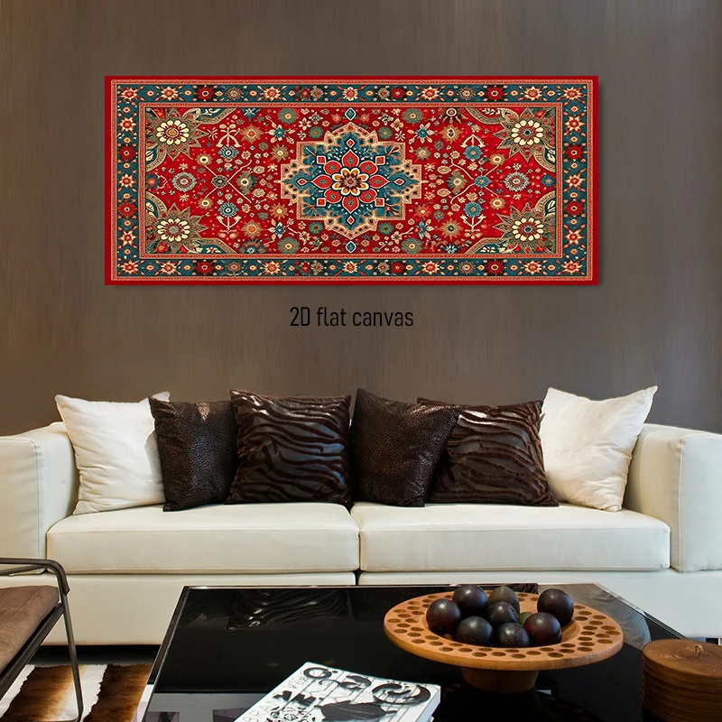 1pc (No frame),1 piece of retro Persian pattern decoration painting, living room, bedroom, entrance decoration painting, 2D plan