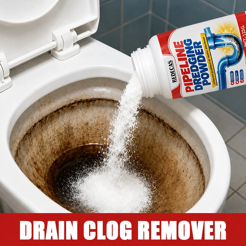 110G Powerful Drain Cleaner Powder, Dissolves Hair & Grease, Deodorizes & Prevents Clogs for Sinks, Bathrooms & Toilets