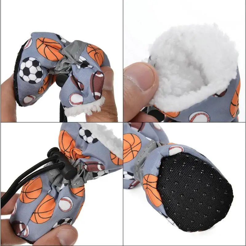 Winter Dogs Boots 4pcs Waterproof And Soft Dog Shoes With Warm Fleece Dog Warm Keeping Shoes For Doberman Pinscher Corgi Poodle