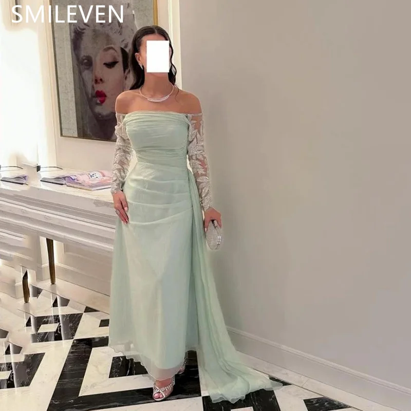 

Smileven Sky Blue Mermaid Princess Flowers Applique Prom Dress Elegant Formal Evening Party Dresses Birthday Customized 2025