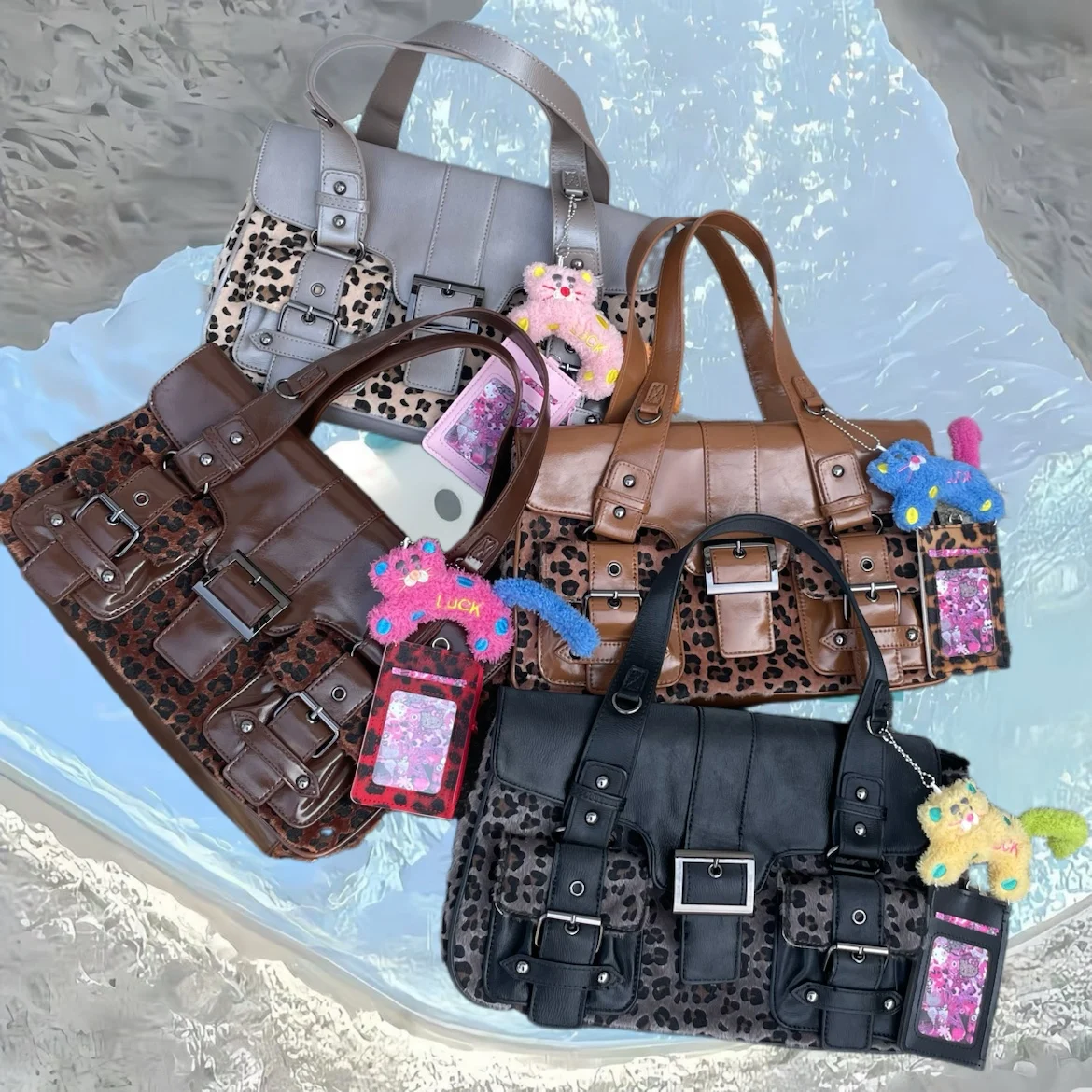 

Original Design Leopard Print Bag Retro Spice Girl Large Capacity Shoulder Travel Scooter Bags for Women Hot Selling