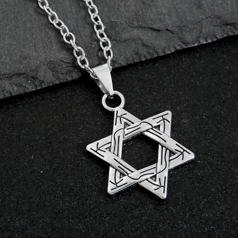 العصرية ديفيد دلاية شكل نجمة قلادة الرجال النساء إسرائيل اليهودية سبيكة نجمة داود الصليب سلسلة يهوديكا حلية المختنق مجوهرات هدايا