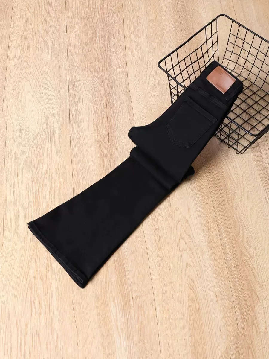 

High Waist Bell Bottom Skinny Jeans Women's Spring Summer New Style Slimming Tight Fit Denim Pants Black Thin Micro Flare