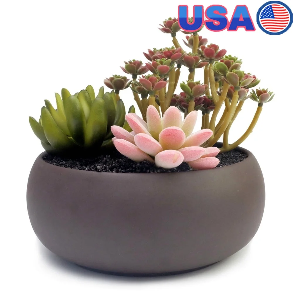 

Unglazed Round Ceramic Planter Pot 6.7 Inch Succulent Cactus Holder with Drainage Home Office Wedding Decor