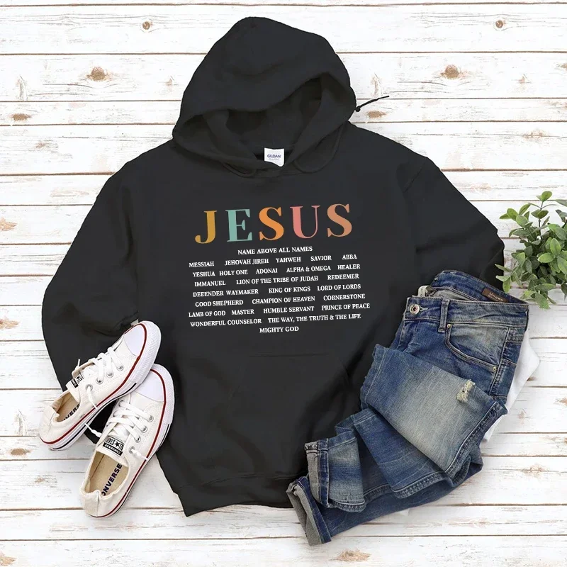 

Men's Jesus Letters Print Designer Hoodie Luxury Hooded Sweatshirt Autumn Winter Warm Clothing for Male Luxury Streetwear