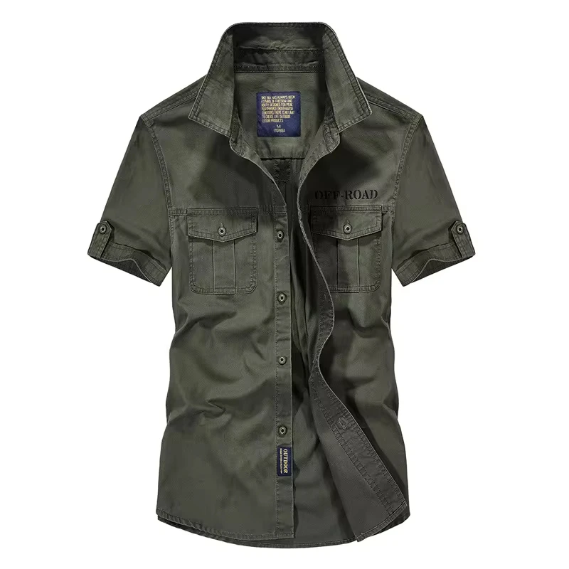 

Tooling Short-sleeved Shirt Men's Pure Cotton Summer Breathable Thin Casual Loose Large Size Half-sleeved Men's Shirt
