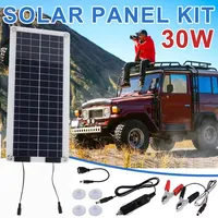 30W Solar Panel Charger Waterproof Trickle Charger Dual Output For 12V-24V Car Solar Panel Charging Cord Battery Clip Power Cord