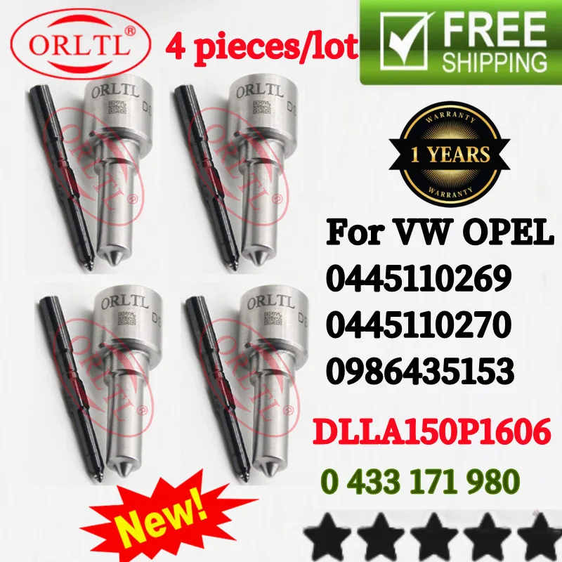 4PCS 0445110269 0445110270 0986435153 INJECTOR Repair kits Nozzle DLLA150P1606 for VW OPEL 96440397 15062057F