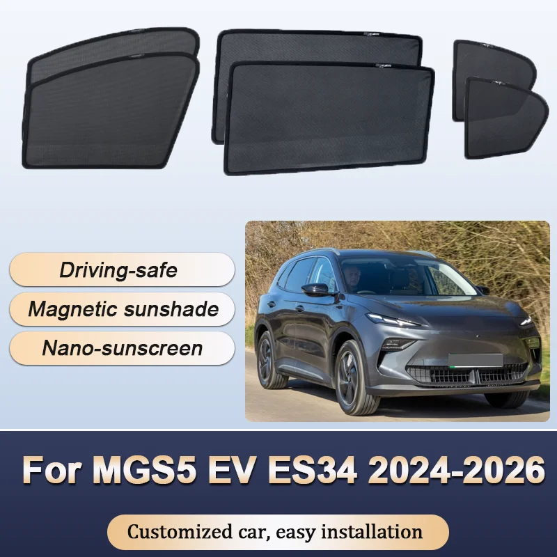 

Sun Shades For MGS5 EV ES34 2024 2025 2026 Sunshades Magnetic Heat insulation Privacy Curtains Window Visor Car Accessories