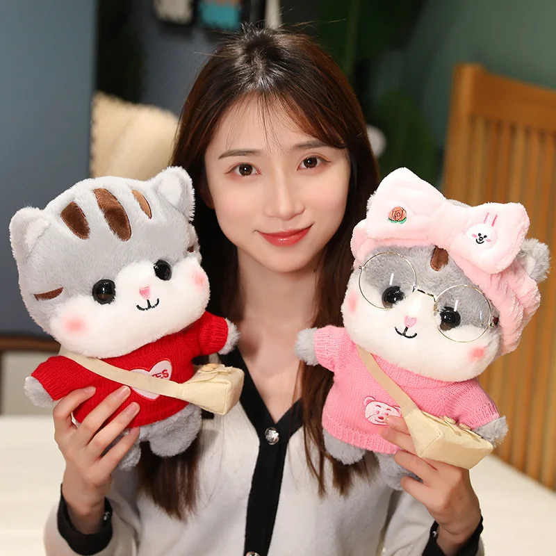 30cm Kawaii Lalafanfan Plush Cat Toy With Clothes Korean Netred Wearing Hyaluronic Acid Cat Doll Stuffed Soft Pillow for Girls