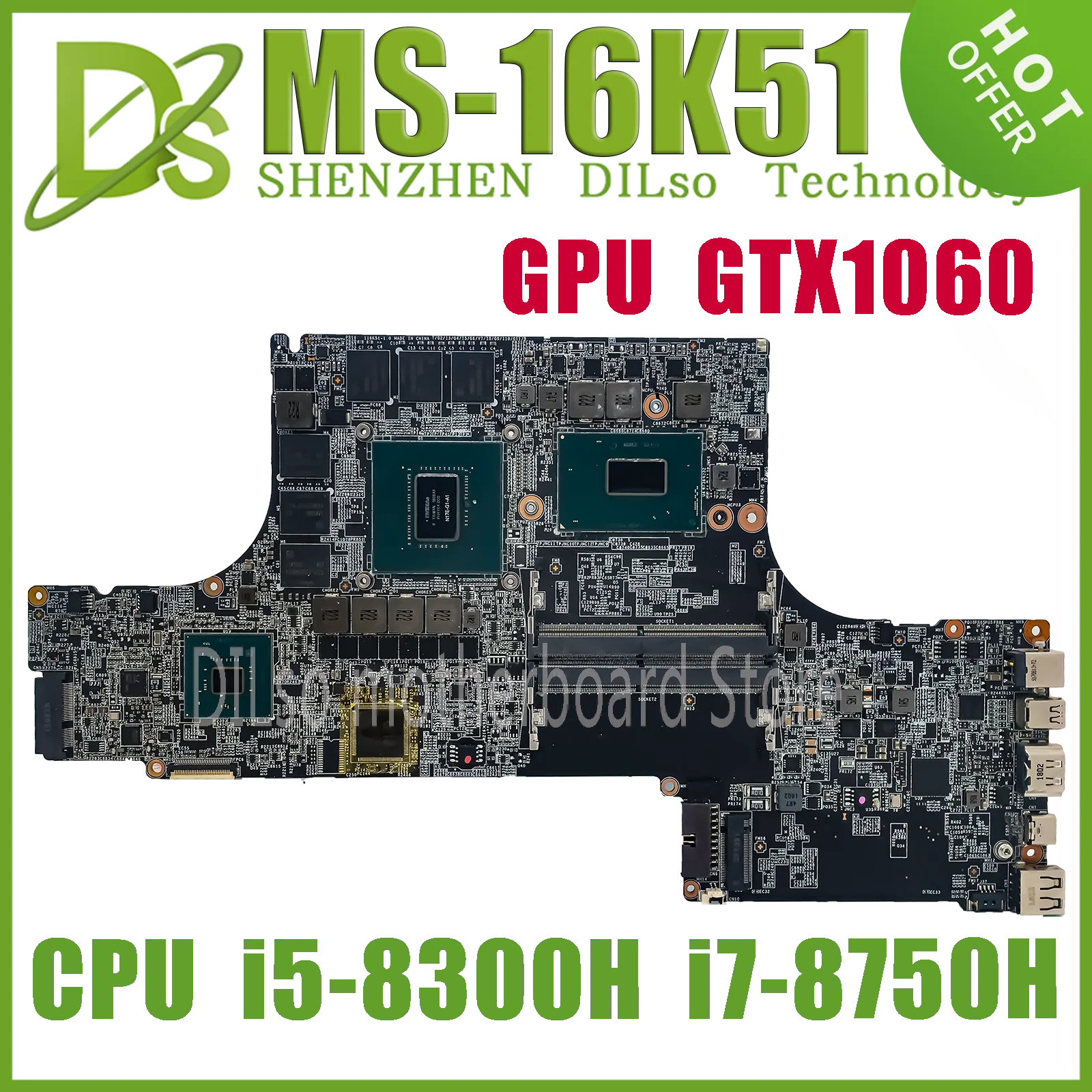 KEFU MS-16K51 Laptop Motherboard For Msi Oem Stealth GS63 GS63VR  8RE MS-16K5 Mainboard W/i5-8300H  i7-8750H GTX1060/V6G