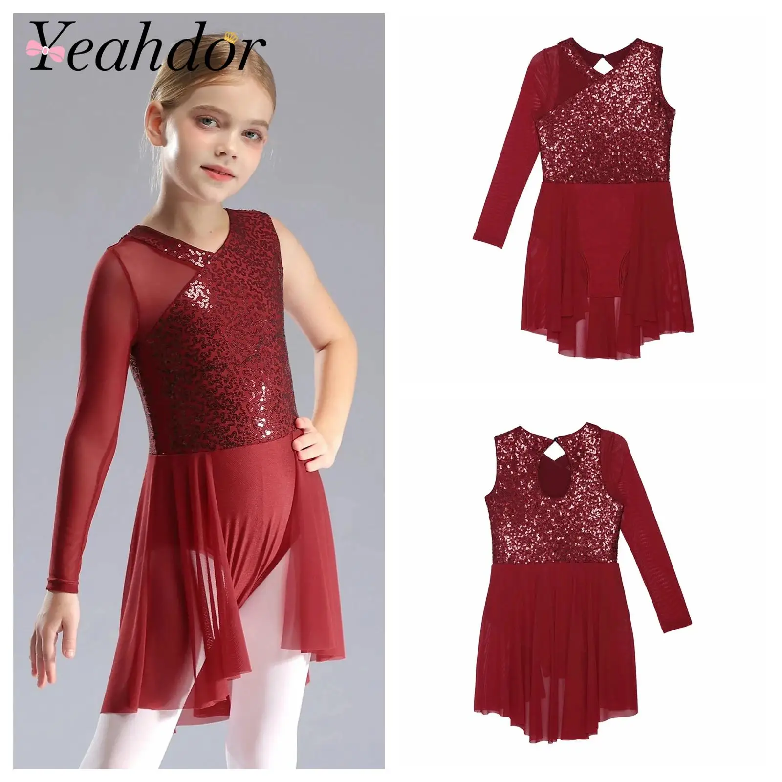 

Children Clothes Summer Girls Sequins Dance Leotard Dress Modern Contemporary Dancewear Kids Lyrical Skating Stage Show Dress