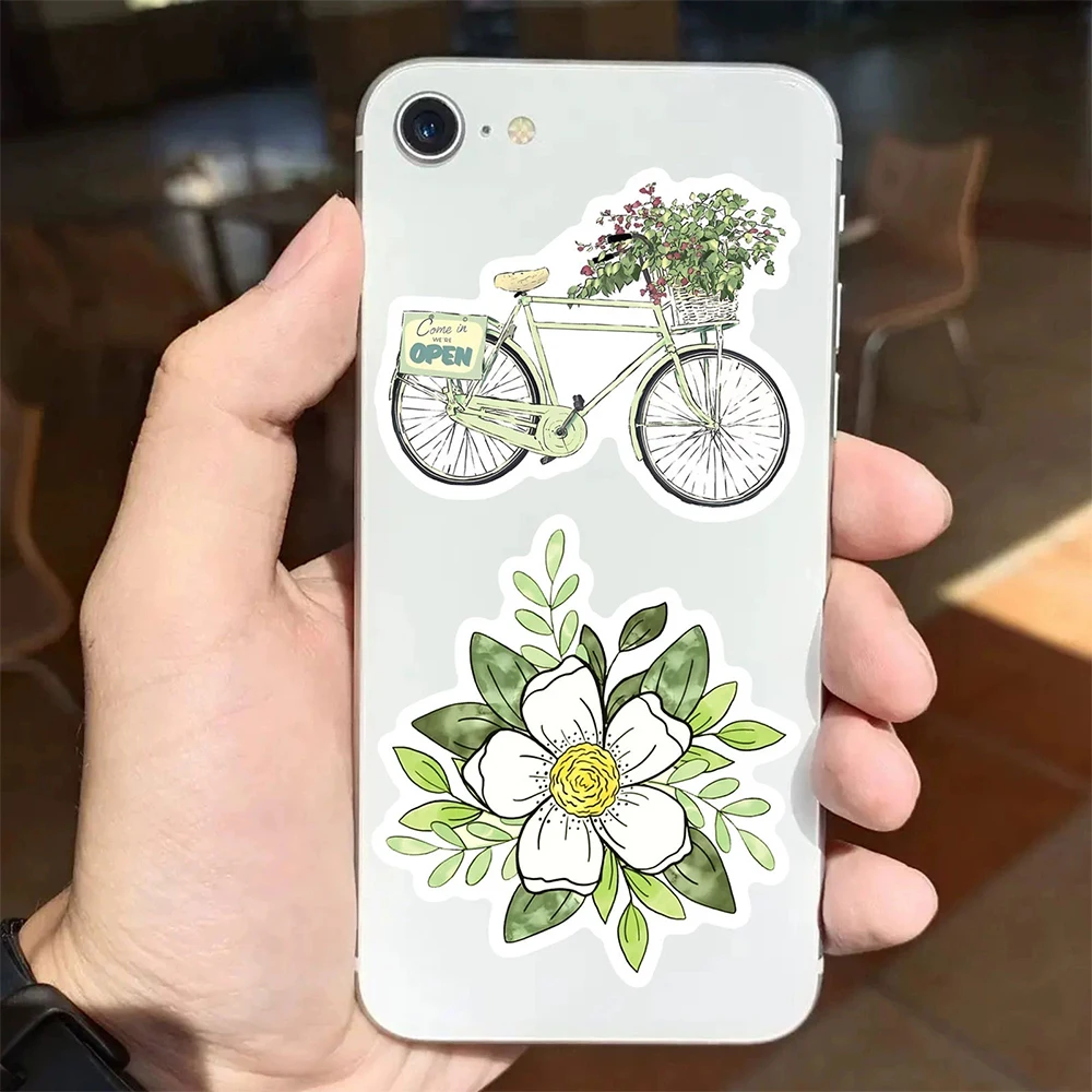 10/30/50 pçs verde vintage dos desenhos animados adesivos estéticos kawaii meninas decalque diy scrapbooking notebook portátil adesivo à prova dwaterproof água presente