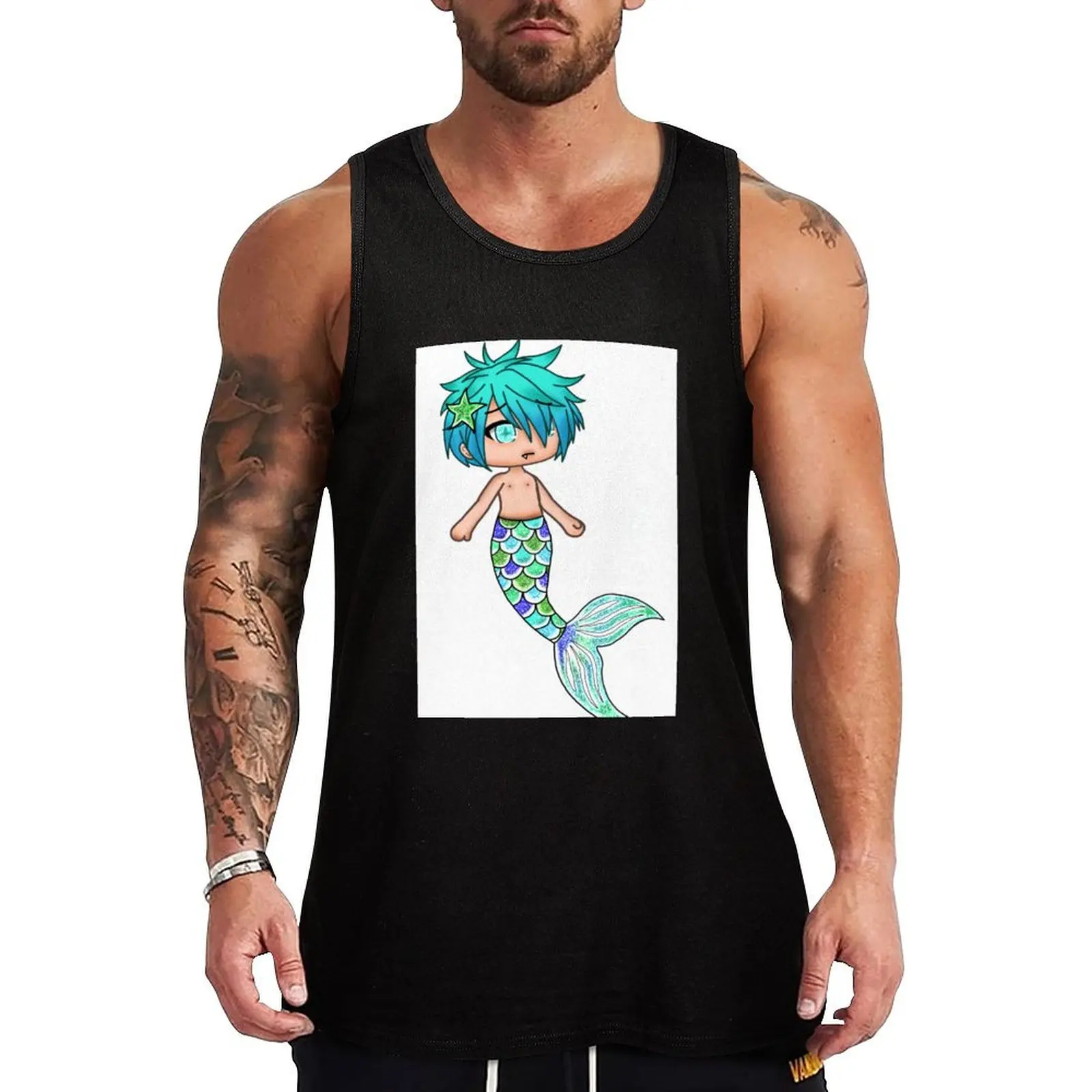 

Sad Merman Gacha Life Edit Tank Top new in tops & t-shirt bodybuilding for men anime clothes Short sleeve