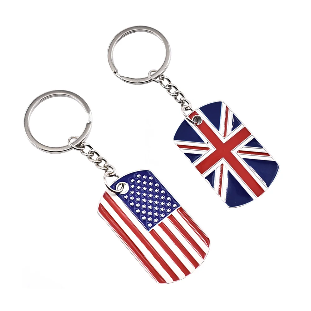 2pcs Flag Keychain Country Flag Keychain Union Jack Keychain American National Flag Keychain flag keyring