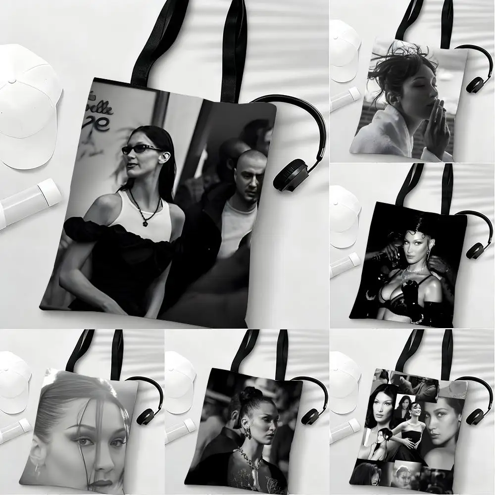 

USA Supermodel B-Bella H-Hadid Storage Bags Lightweight Eco Friendly Fashionable Multi Purpose Large Capacity Canvas Shoulder To