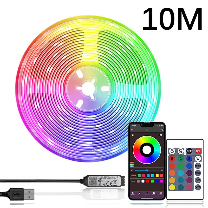 أضواء شريطية LED RGB مع جهاز تحكم عن بعد - 16 لونًا، و4 أوضاع ديناميكية، والتطبيق والتحكم بالأشعة تحت الحمراء للتلفزيون وغرفة النوم والمسرح المنزلي