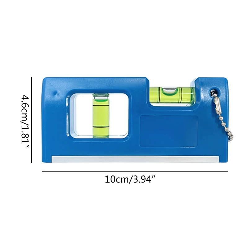 Mini livella magnetica tascabile piccola con due livellatrici a bolla, portachiavi in ​​metallo e gancio, facile da trasportare