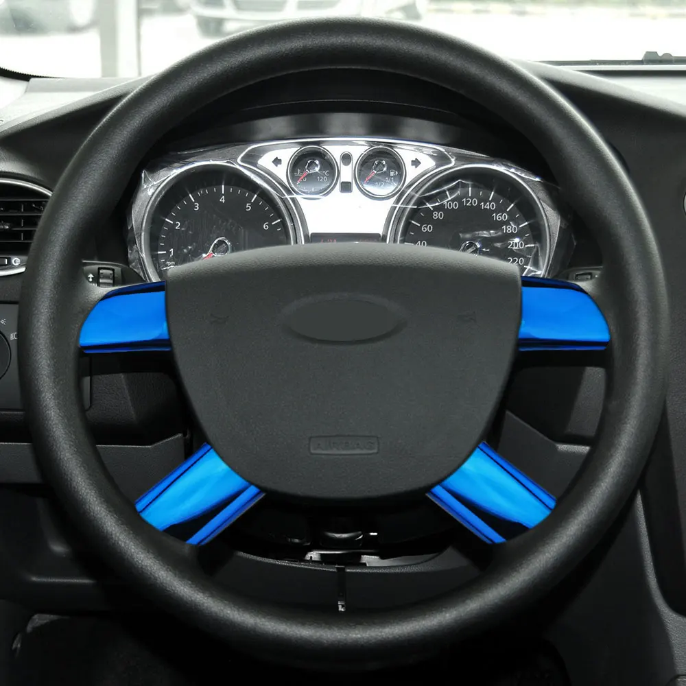 4Pcs Car Interior Steering Wheel Trim Cover Sticker for Ford Focus MK2 2005-2010 2011 Decoration Interior Accessories