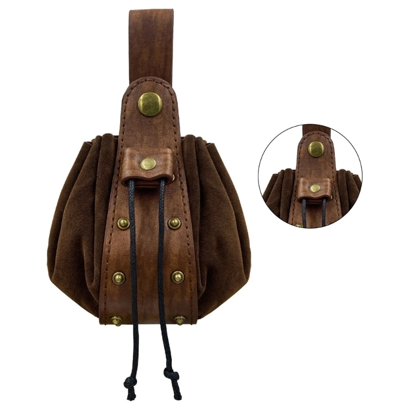 Belt Medieval Drawstring Bag Leather Coin Purse Waist Pack