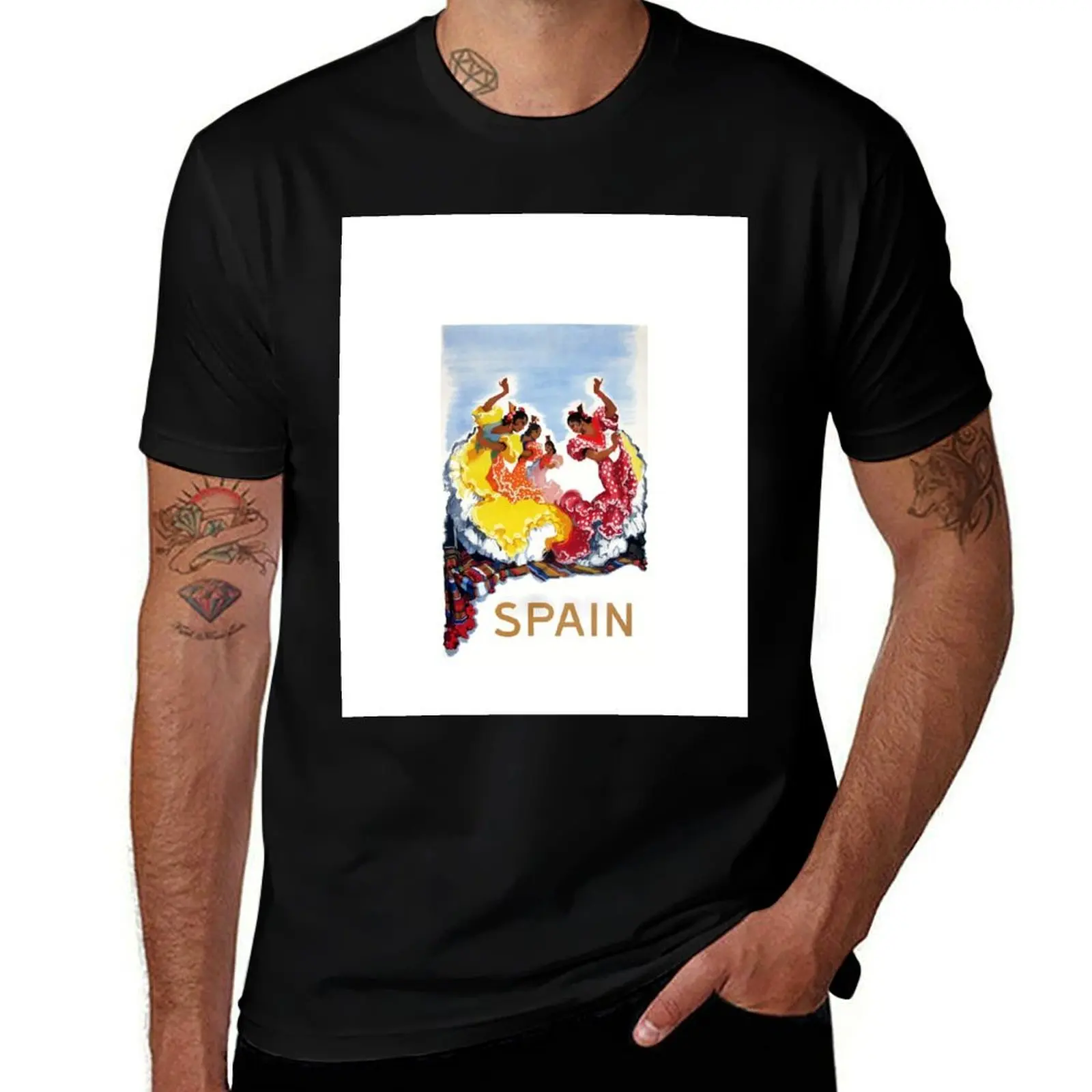 

Vintage Spain Flamenco Dancers Travel Poster T-Shirt cute clothes baggy shirts customizeds shirts men graphic