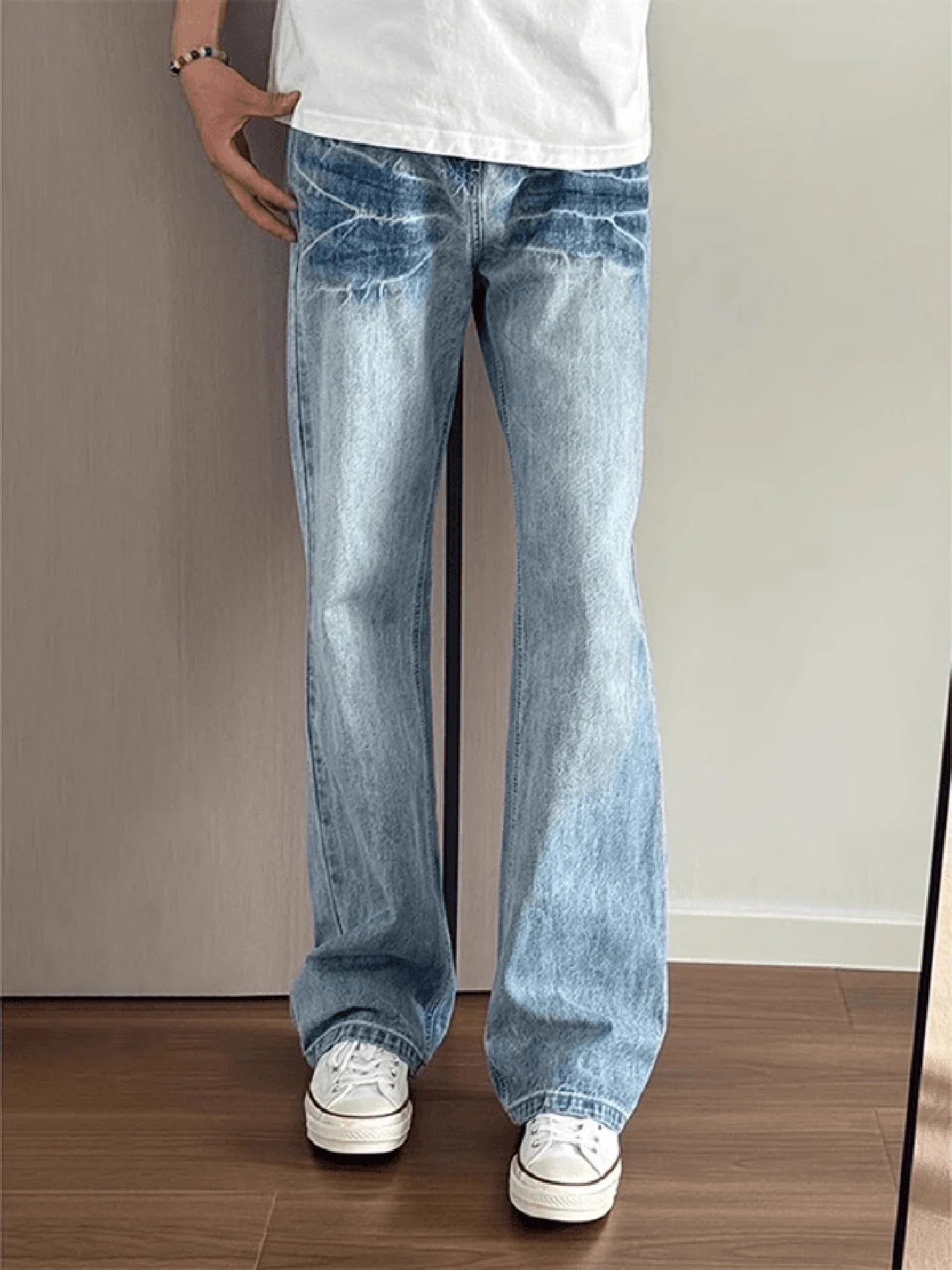 

Мужские джинсовые джинсы Cleanfit с рисунком молний, прямые брюки для похудения, микро-клеш, джинсы High Street American Sle