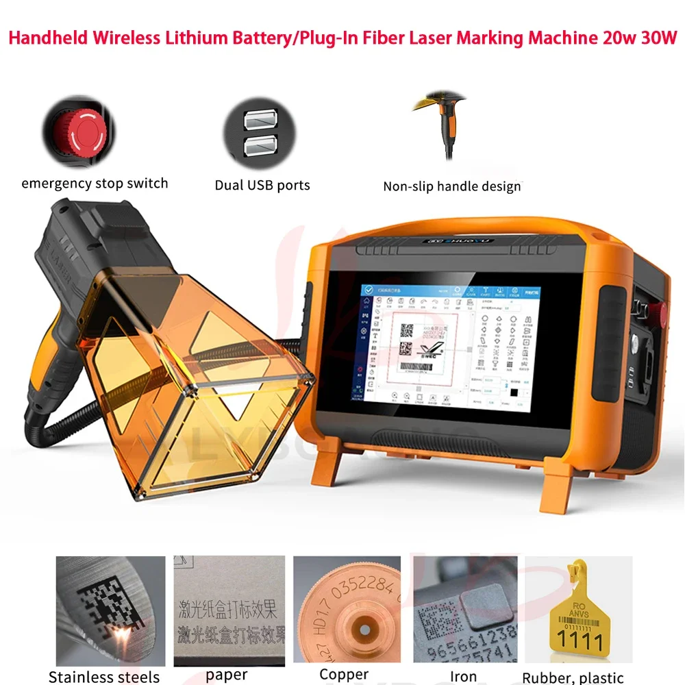 

Handheld Wireless Lithium Battery Fiber Laser Marking Machine Plug-In Metal Engraving Cutting Machine 30W 20W for Steel Copper