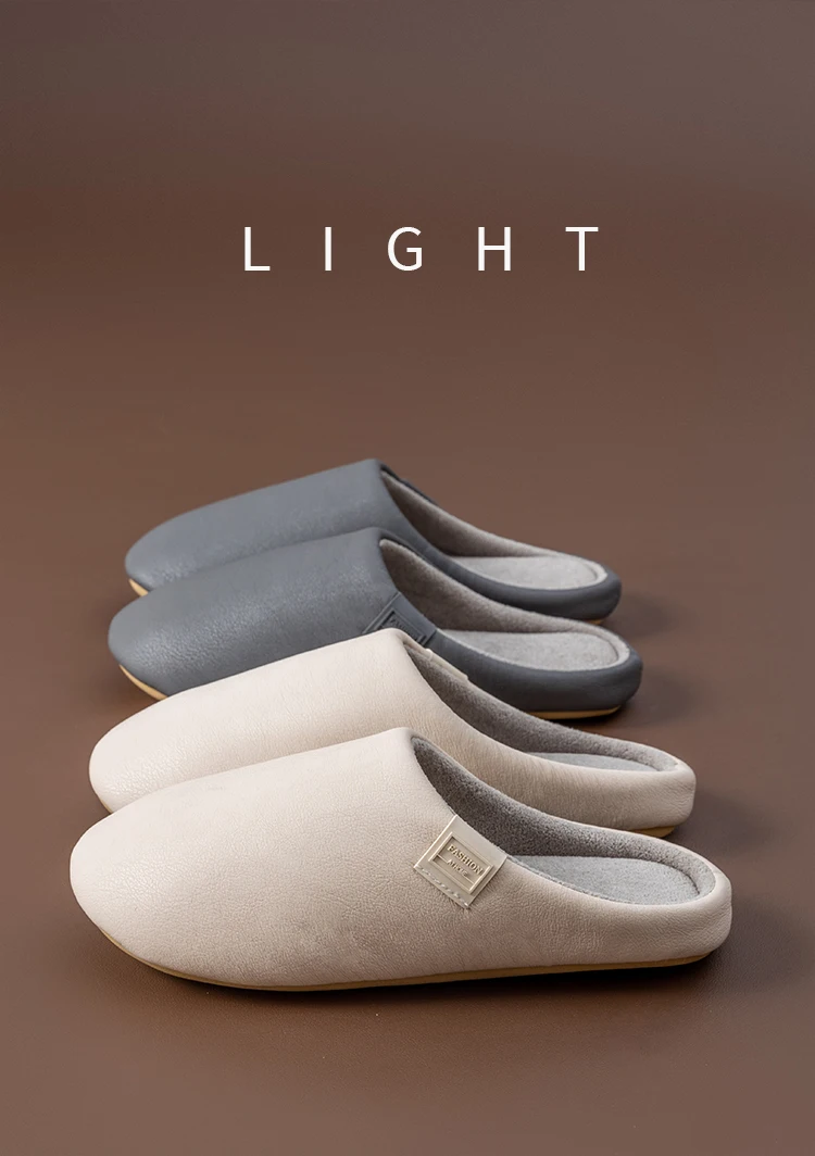 Damen-Winterhausschuhe, flauschig gefütterte Hausschuhe mit rutschfester Sohle, wasserdichte Slip-Ons in weichem Lederoptik für Komfort im Innenbereich – Detail 9