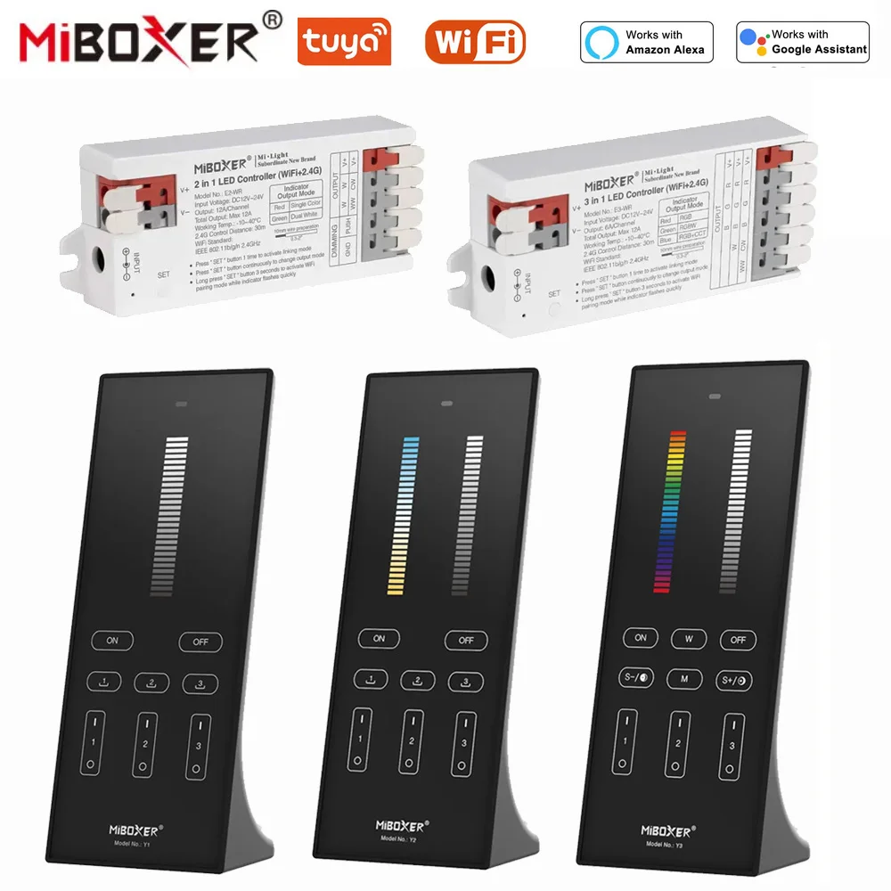 Miboxer 2in1 3in1 Tuya Wifi LED Controller DC12V-24V Single color/RGB/RGBW/RGBCCT LED Dimmer 2.4G RF Vertical Remote Control New