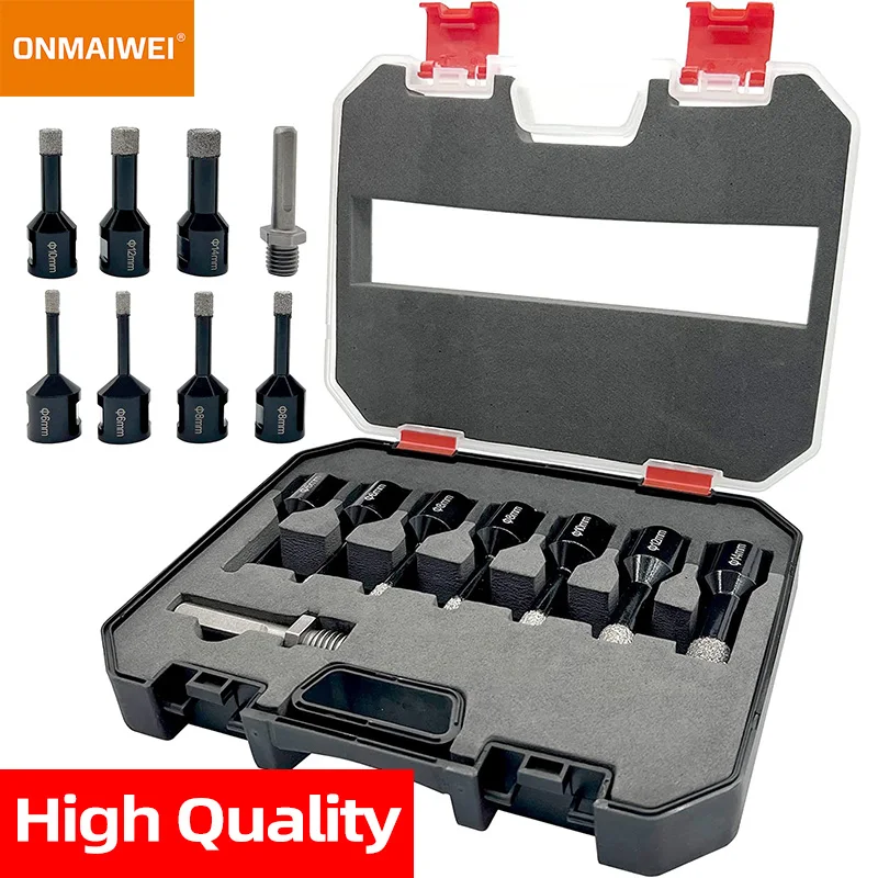 8-Piece M14 Diamond Tile Drill Bit Set 6/6/8/8/10/12/14mm M14 Diamond Drill Set for Porcelain Tile Granite Marble Glass