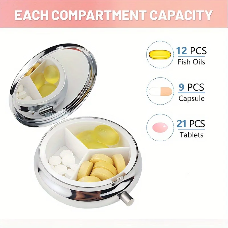 1 Mini Pill Box, 3 Compartments, Cute Little Donkey Theme, Mini Pill Box, Medicine Storage Box, Wallet Pill Box