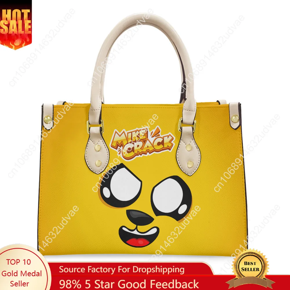 Mikecracks Tote Bag Purse Womens Mens High Quality Personalized Text Image PU Leather Handbag Commuter Shopping Gift Bags
