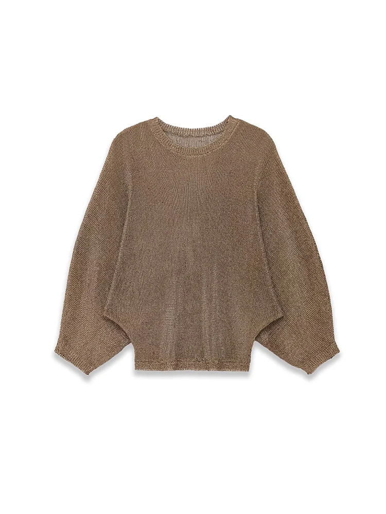 

New European-style women's fashion sweater: versatile, elegant, simple, solid color, with a metallic finish.